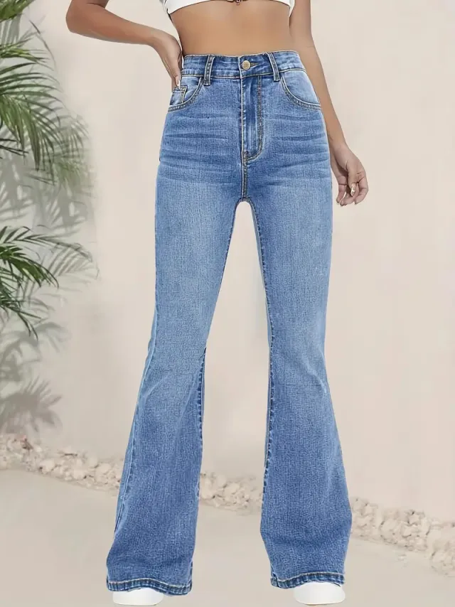 These Stretchy Bootcut Pants Feature A Butt lifting Design Blue - Shop at LoveMi