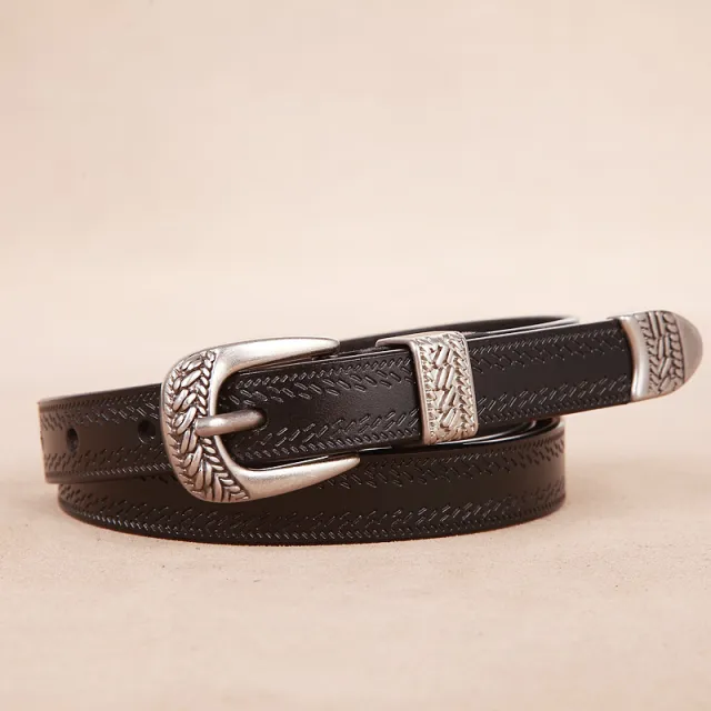 Women's Fall Winter Fashion Matching Jeans Casual Pin Buckle Temperament Belt Black - Shop at LoveMi