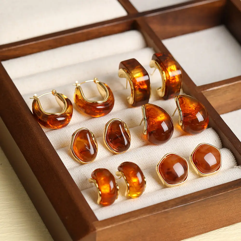 New Amber Temperament Unique CE Earrings