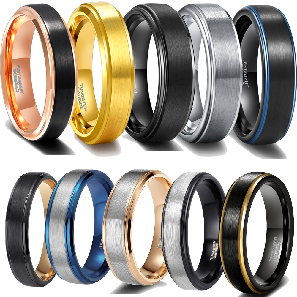 Men's Wide Blue Tungsten Ring
