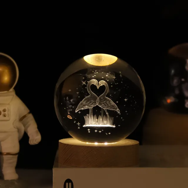 Creative luminous astronaut crystal ball ornament with 3D interior carving Flamingo - Shop at LoveMi