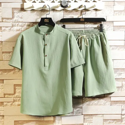 Chinese Style Two-piece Suit Summer New Stand Collar Retro