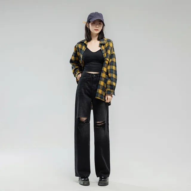 Women's Fashion Casual Loose Jeans Black - Shop at LoveMi