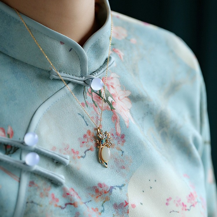 Hetian Jade Sweater Necklace Pendant For Women