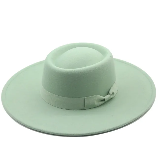 Autumn And Winter Woolen Big Brim Jazz Top Hat 08 Mint Green - Shop at LoveMi