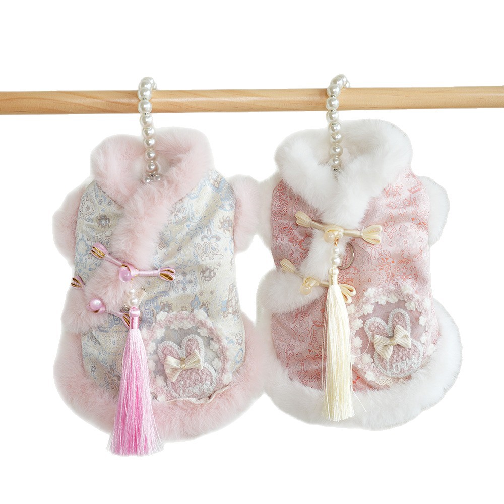 Chinese-style Tasseled Pet Clothing For Fall And Winter