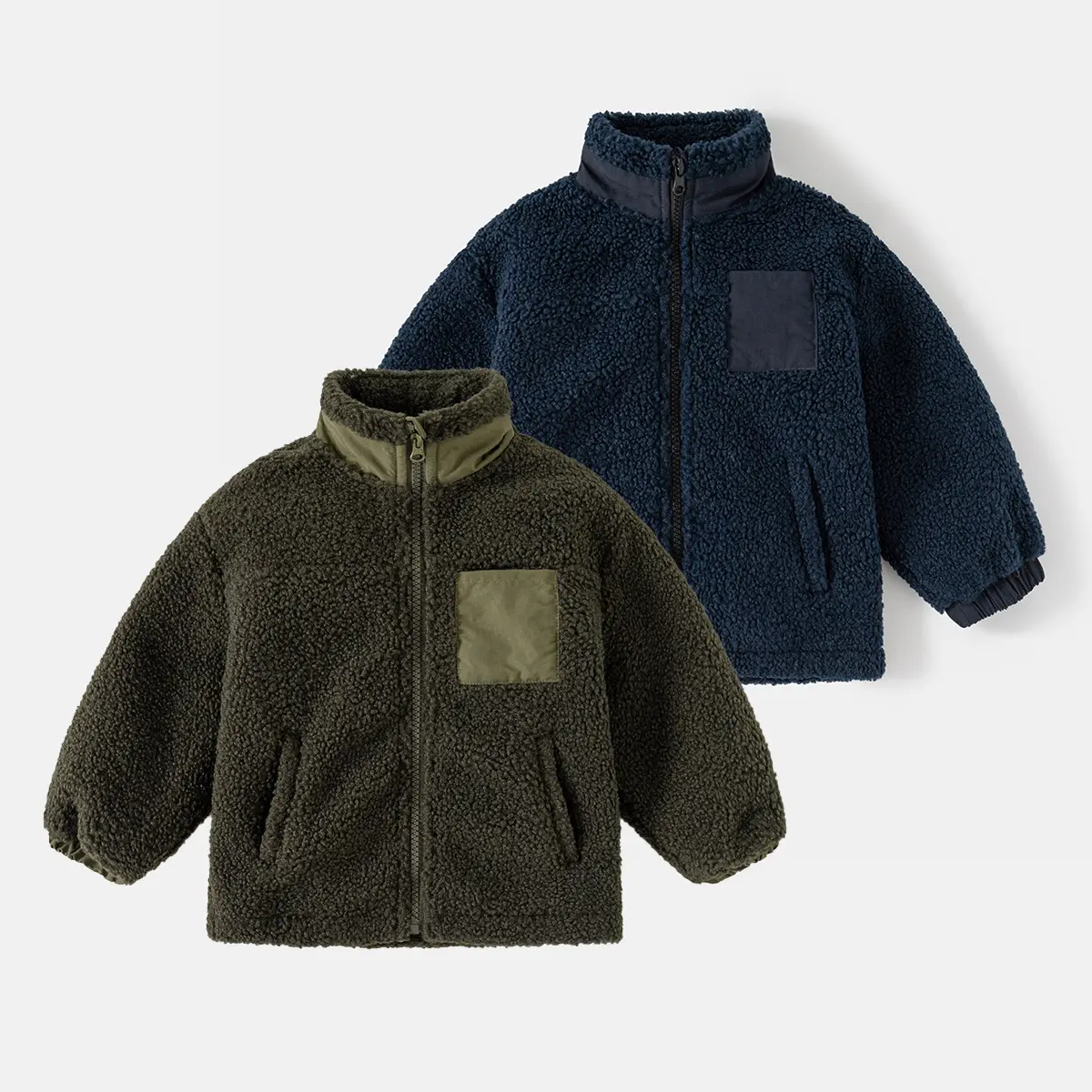 Thickened Coat Baby Fleece Stand Collar Stitching