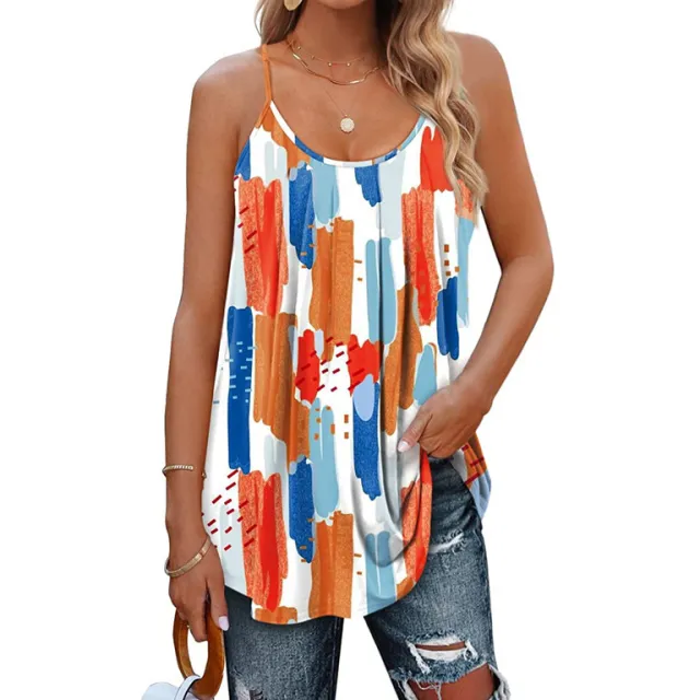 Women's Casual Summer Pleated Round Neck Keyhole Loose Top Floral 3 - Shop at LoveMi