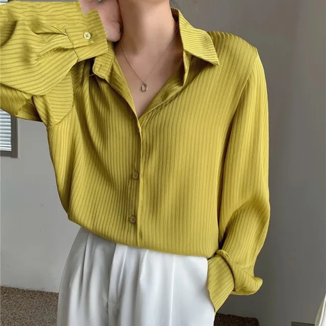 Vertical Striped Shirt Women's Design Sense Niche Bandage Dress New Yellow - Shop at LoveMi