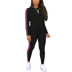 Women's Round-neck Long-sleeve Top And Pants Two-piece Set - Color662-S - View 1