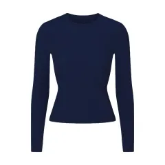 Brushed High-density Nylon Long-sleeved Bottoming Women's Single Wear - Navy Blue - View 1