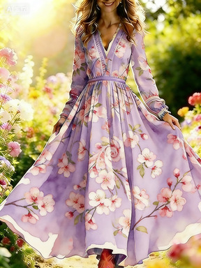 3D Oil Painting Floral Print Dress 14