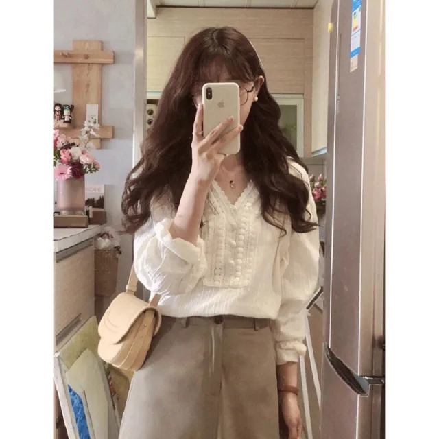 Unique Chic Long sleeved Top For Women Korean Style Slimming Inner White - Shop at LoveMi