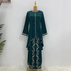 Exquisite Embroidered Middle East Dress Suit - Dark Green - View 1
