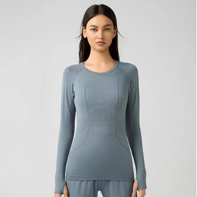 Breathable Exercise Top Women's Stretch Slim fit Yoga Wear Blue - Shop at LoveMi