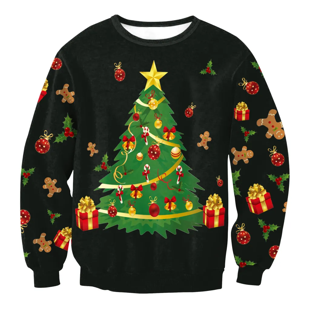 Women's Santa Claus Elk Long Sleeve Round Neck Loose Sweatshirt - Swys002-M