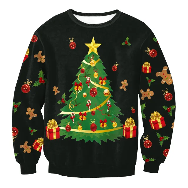 Women's Santa Claus Elk Long Sleeve Round Neck Loose Sweatshirt Swys002 M - Shop at LoveMi