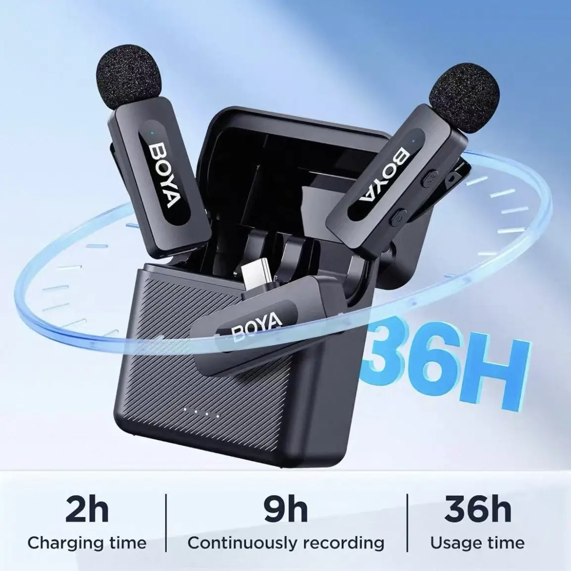 Wireless Lavalier Microphone With Triple-Level AI Noise