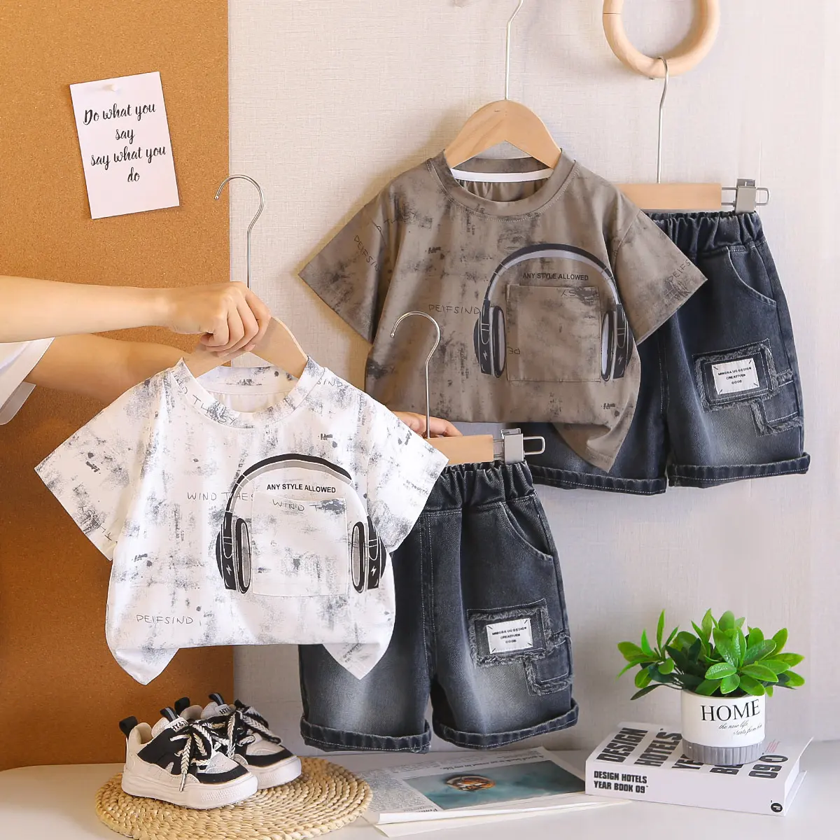 Summer Handsome Baby Boy Short-Sleeve Denim Shorts