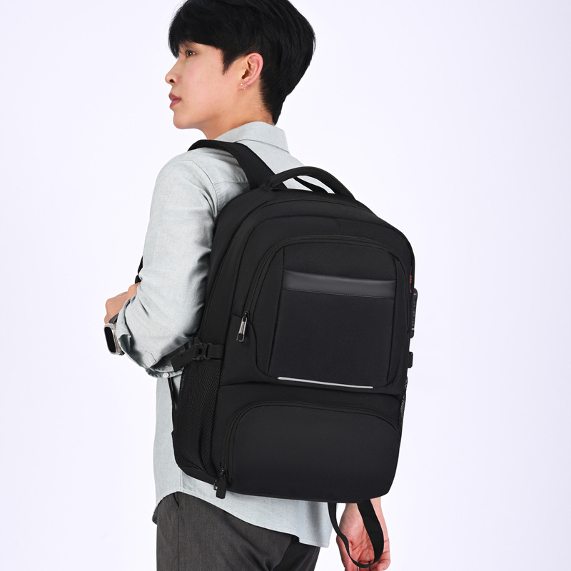 Men's Business Backpack Large Capacity Laptop Bag With Anti-theft Zipper Black