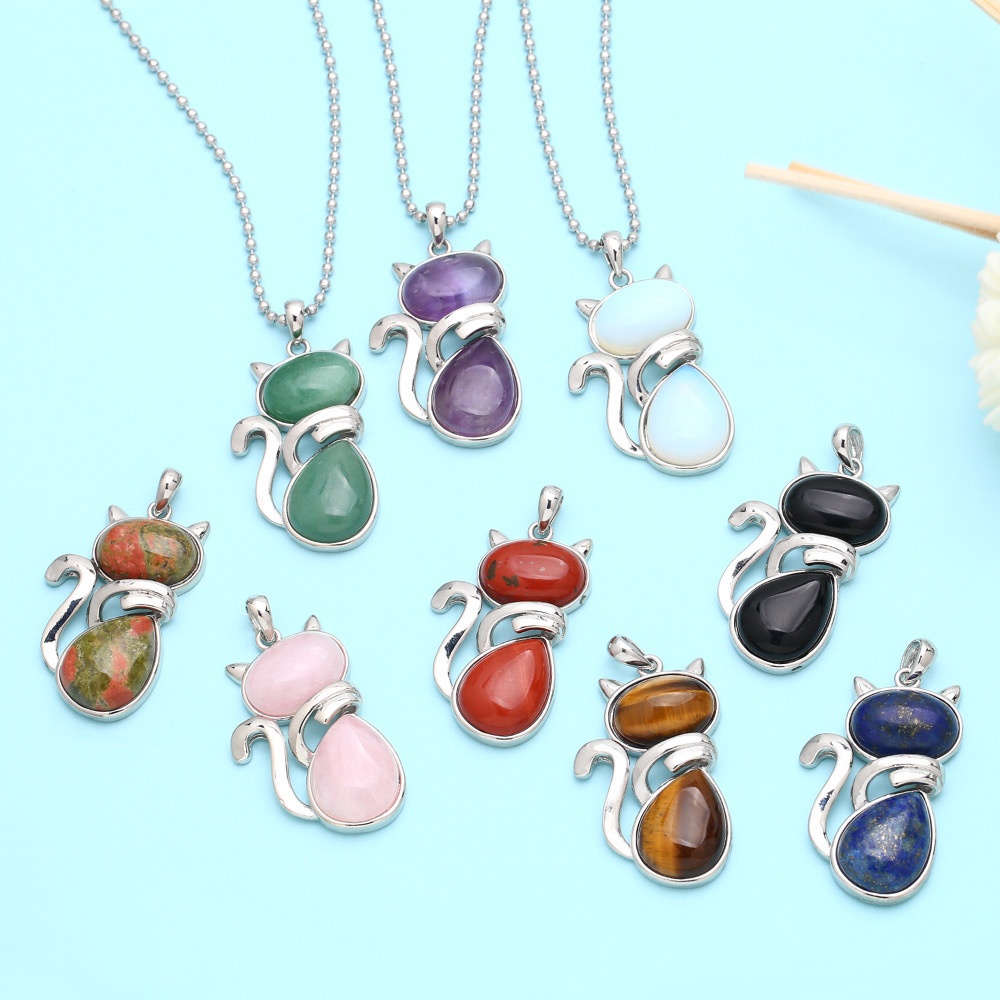 Women's Retro Fashion Crystal Agate Sweater Chain Pink Crystal