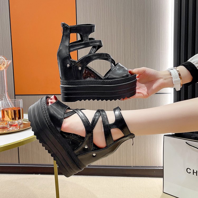 Peep-Toe Platform Heeled Sandals, picture 3 of 4