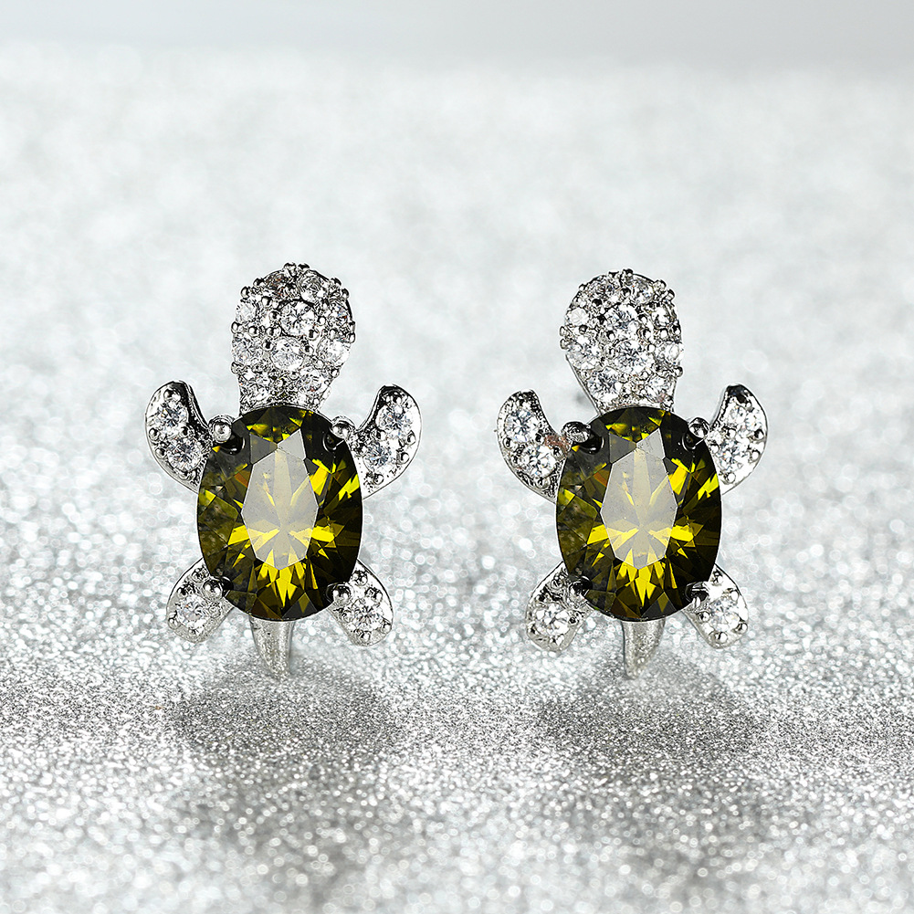 Creative Marine Animal Turtle Zircon Earrings