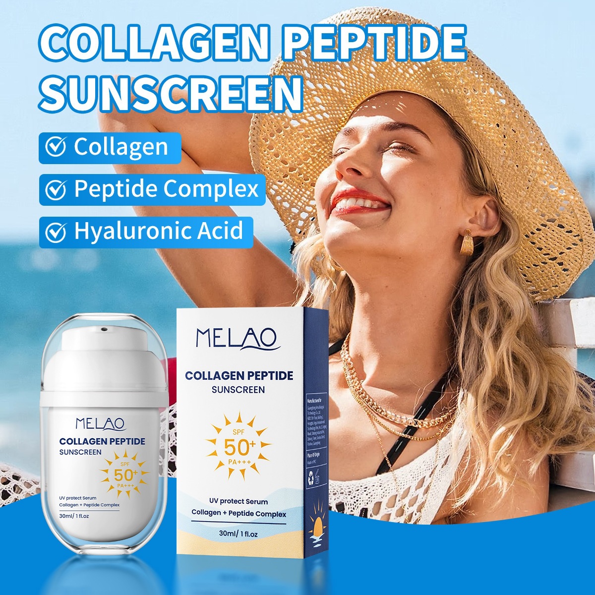 Crème solaire SPF 50+ au collagène — Hydratante et éclaircissante 2