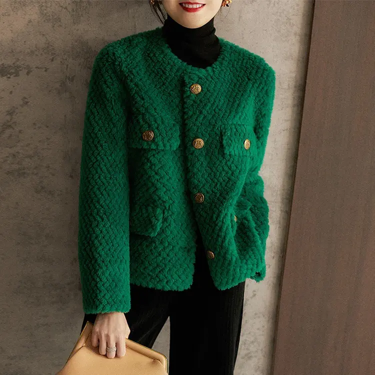 Womens Shearling Jacket With Particle Faux Fur