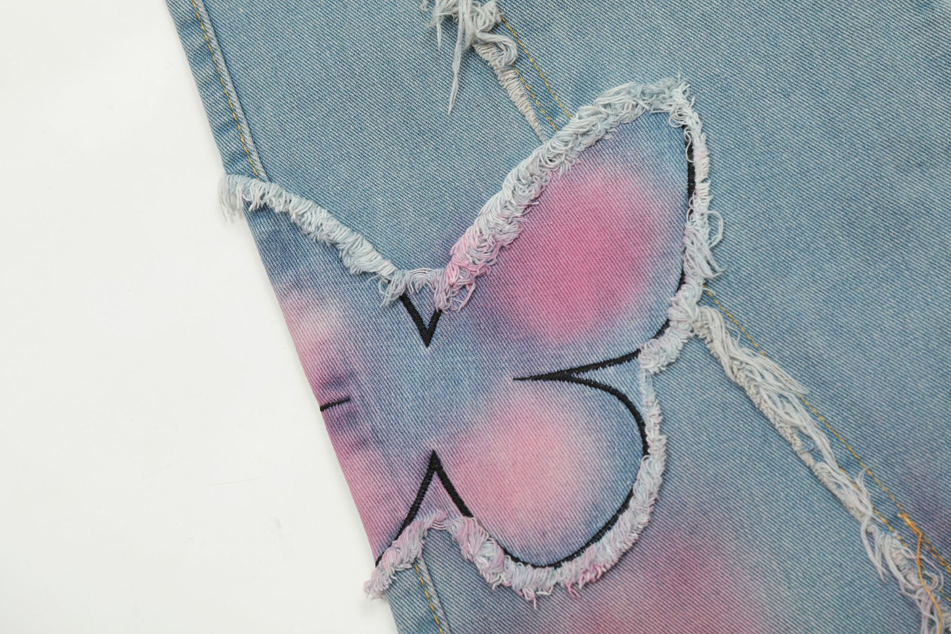 Sweet Cute Butterfly Wash Denim Trousers - Image 7