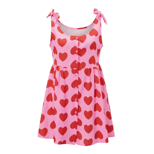 Summer New Love Shoulder Strap Bow Princess Dress Red - Shop at LoveMi