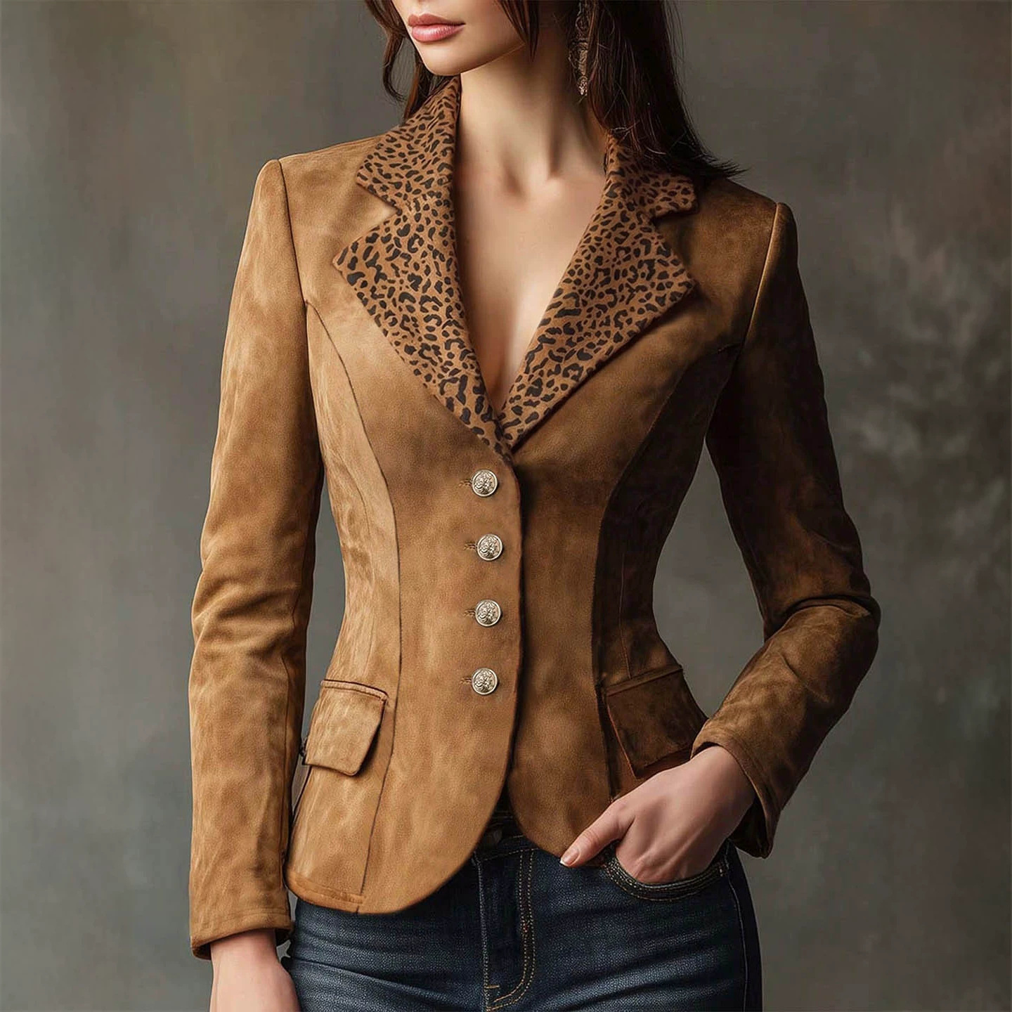 Single-breasted Belted Short Jacket With Pockets