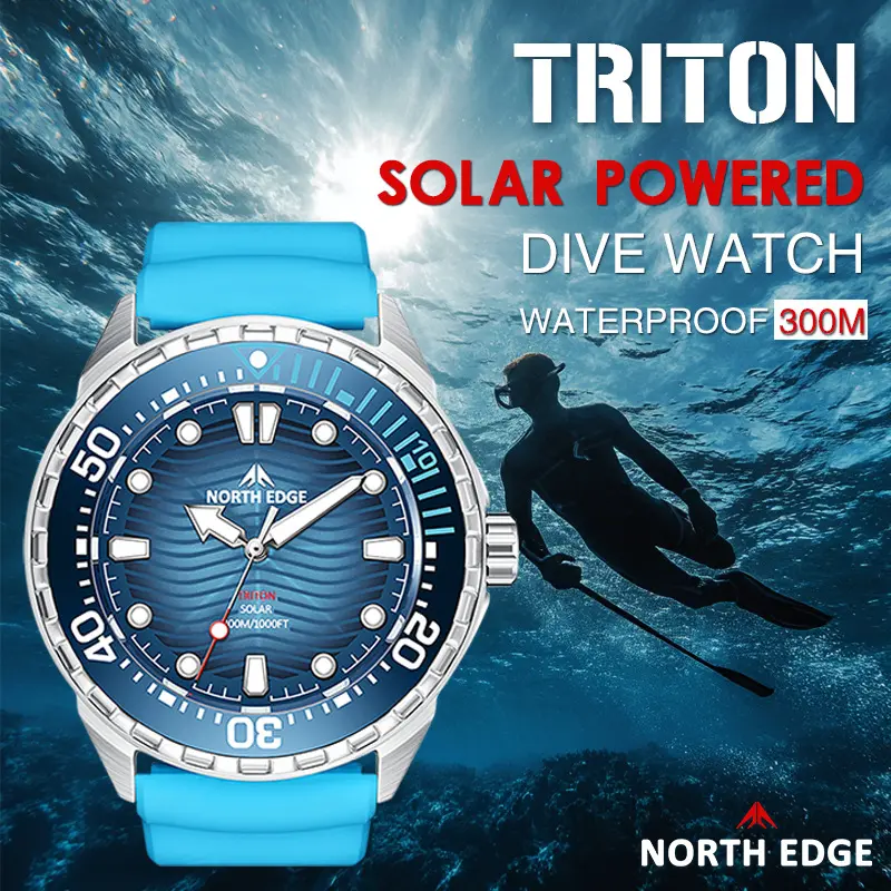 Stainless Steel Diving Watch Solar-Powered Quartz