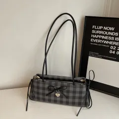 Contrast Colour Bowknot Niche Sweet Girl Shoulder Bag - Black - View 1