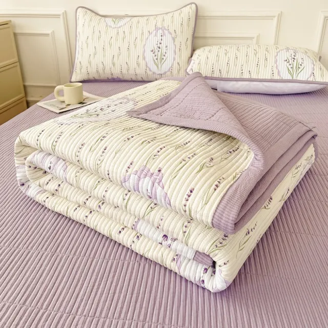 Quilted Bed Cover Three piece Class A Maternal And Child Bed Sheet Purple Lavender - Shop at LoveMi