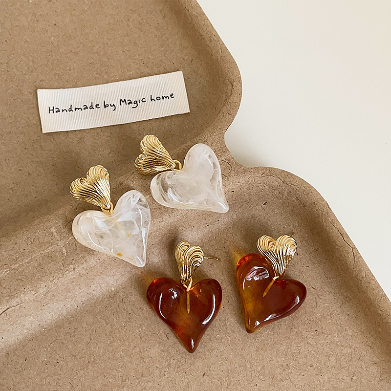 Resin Love Heart Earrings All-match
