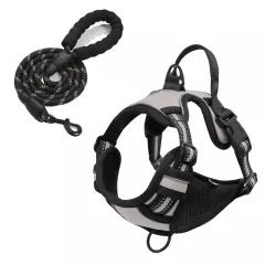 Pet Hand Holding Rope Chest And Back Nylon Dog Rope - Grey 1.5 M Round Rope - View 1