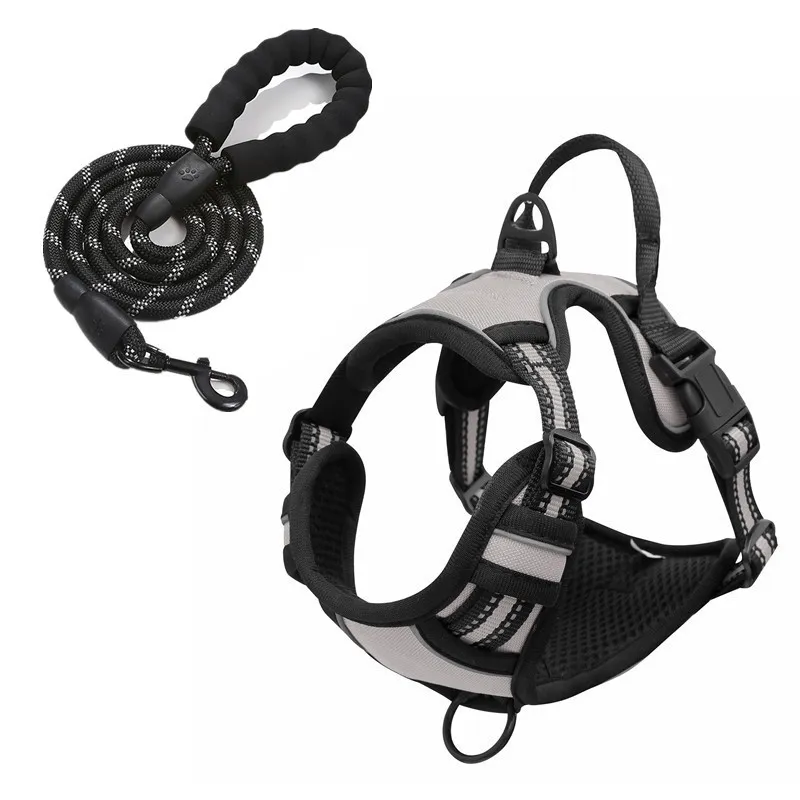 Pet Hand Holding Rope Chest And Back Nylon Dog Rope - Grey 1.5 M Round Rope