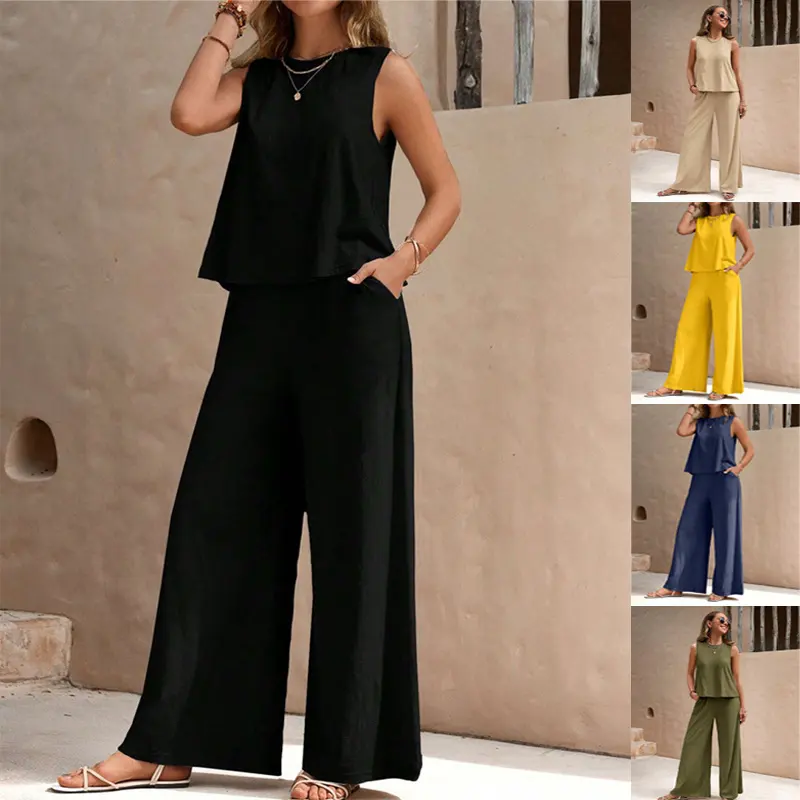 Solid Color Casual Loose Pants Sets for Women Elegant