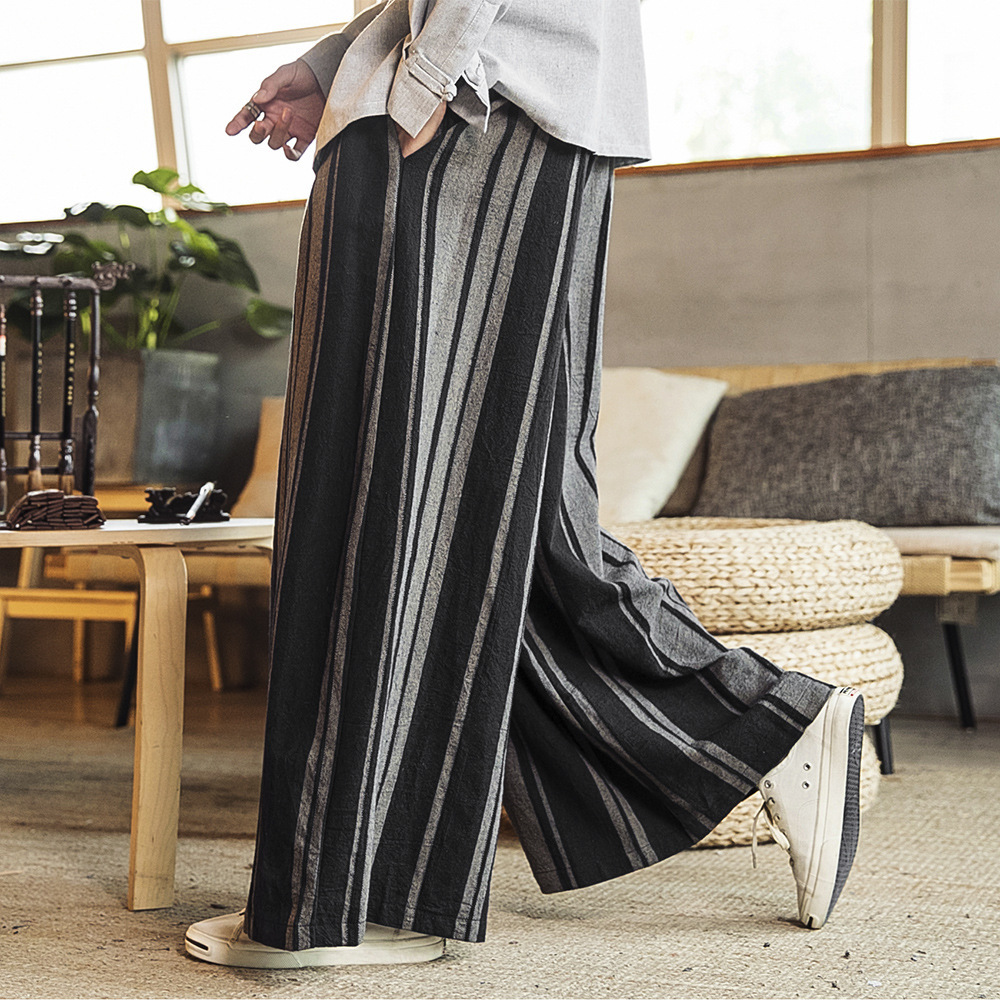 Loose And Comfortable Nepal Striped Breathable Wide-leg Pants