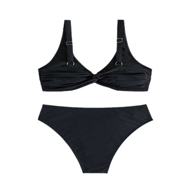 European And American Solid-Colored Strap Swimsuit Women