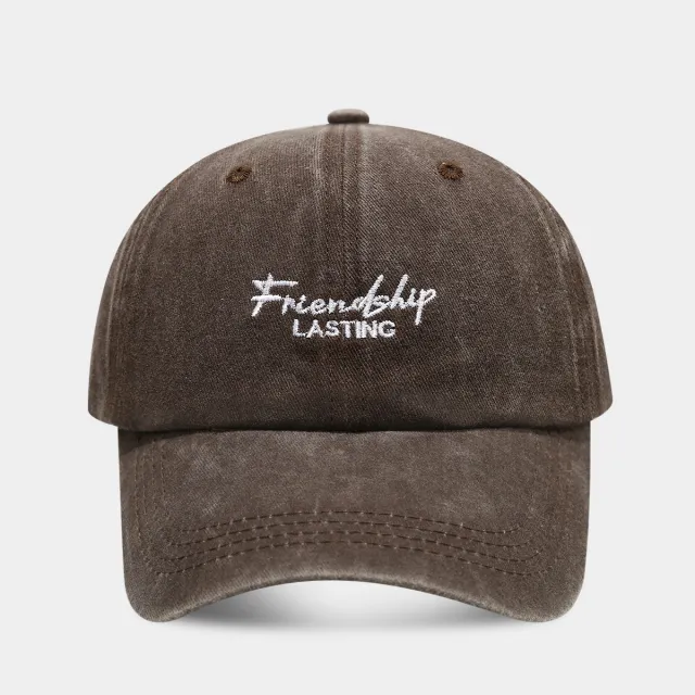 Soft Top Show Face A Little Retro Distressed Peaked Cap Couple Brown - Shop at LoveMi