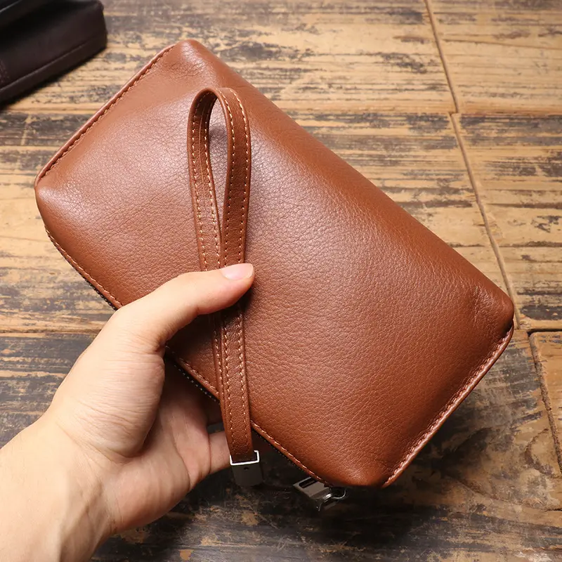 New Mens Genuine Leather Clutch, Soft Long