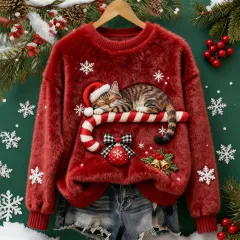 Women's Christmas Crew-neck Patterned Top - Mfh4Xicg1Yxk904-4Xl - View 1