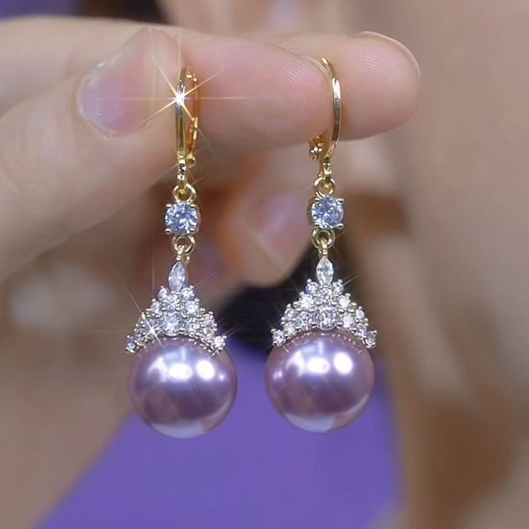 French Luxury Pearl Crown Ear Clip Women