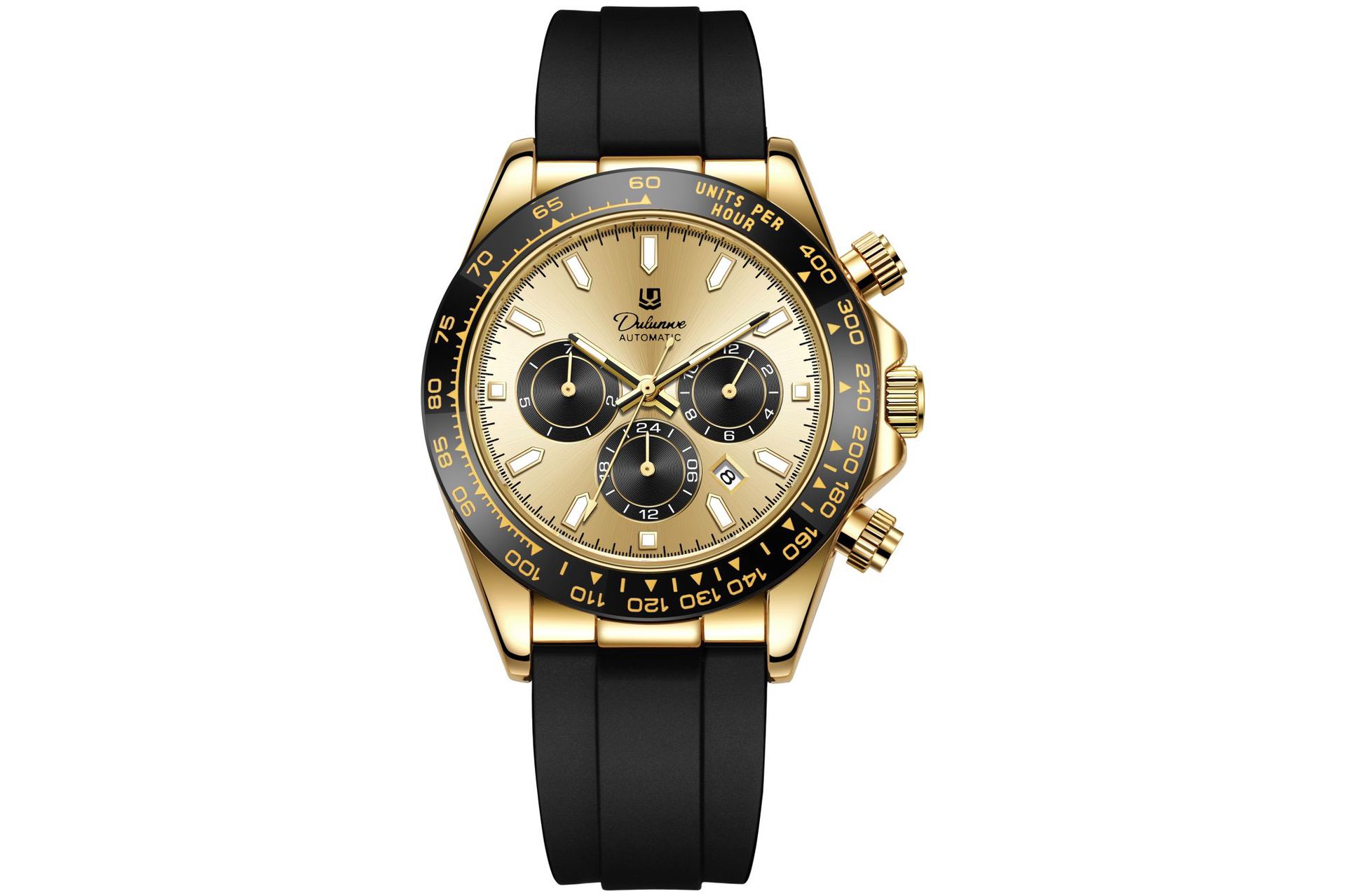Mens Fashionable And Trendy Fully Automatic Mechanical Watch Gold Shell Gold Surface