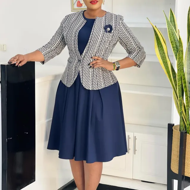 Winter Fashion Long Sleeve Coat Vest Skirt Blue - Shop at LoveMi