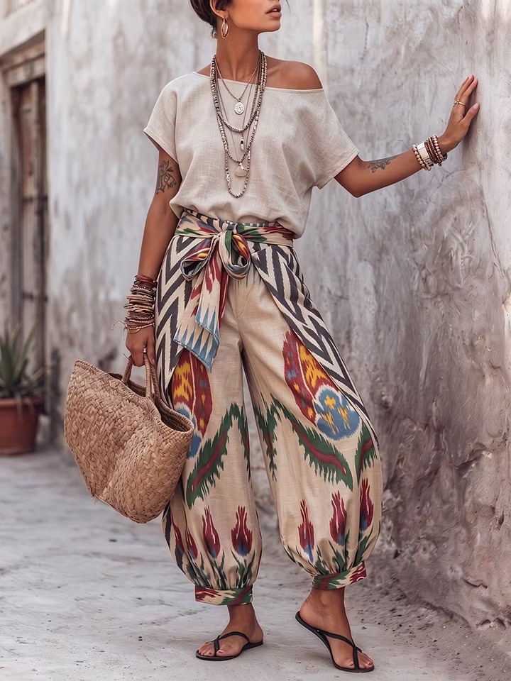 Womens Printed Top And Pants Two-piece Set 8