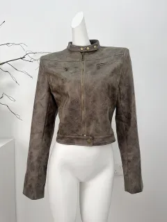 Maillard Motorcycle Vintage Distressed Leather Coat - Brown - View 1