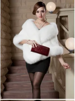 Women's Fur Talma Fur Warm Rabbit Fur Coat - White - View 1